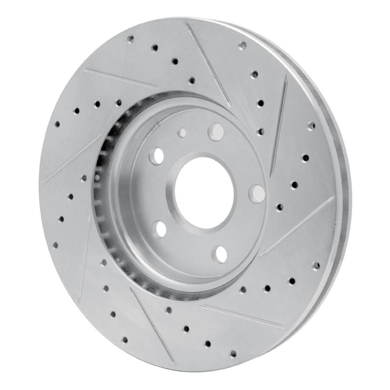 Buick ALLURE Brake Rotor (1) - Front Left - R1 Concepts - Drilled & Slotted - Silver - `10-`25